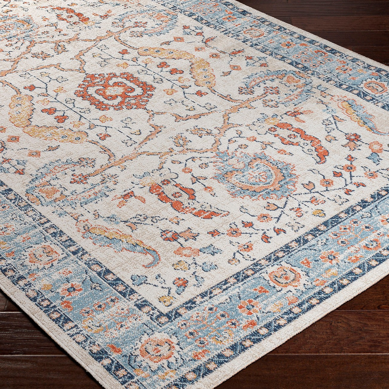 GALILEA Indoor & Outdoor Traditional Boho Burnt Orange Area Rug Corner