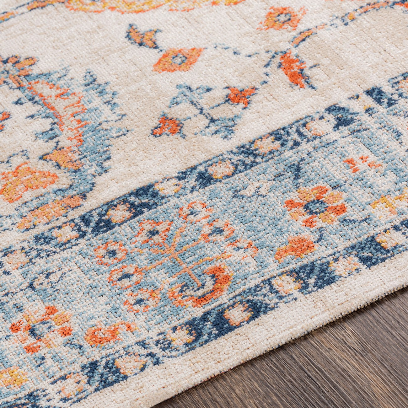 GALILEA Indoor & Outdoor Traditional Boho Burnt Orange Area Rug Texture