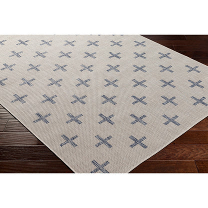 GAVINA Indoor & Outdoor Global Dark Blue Area Rug Corner