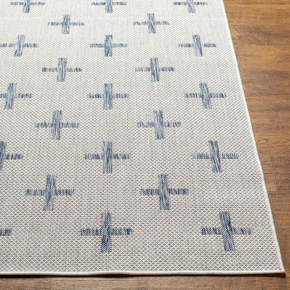 GAVINA Indoor & Outdoor Global Dark Blue Area Rug Front