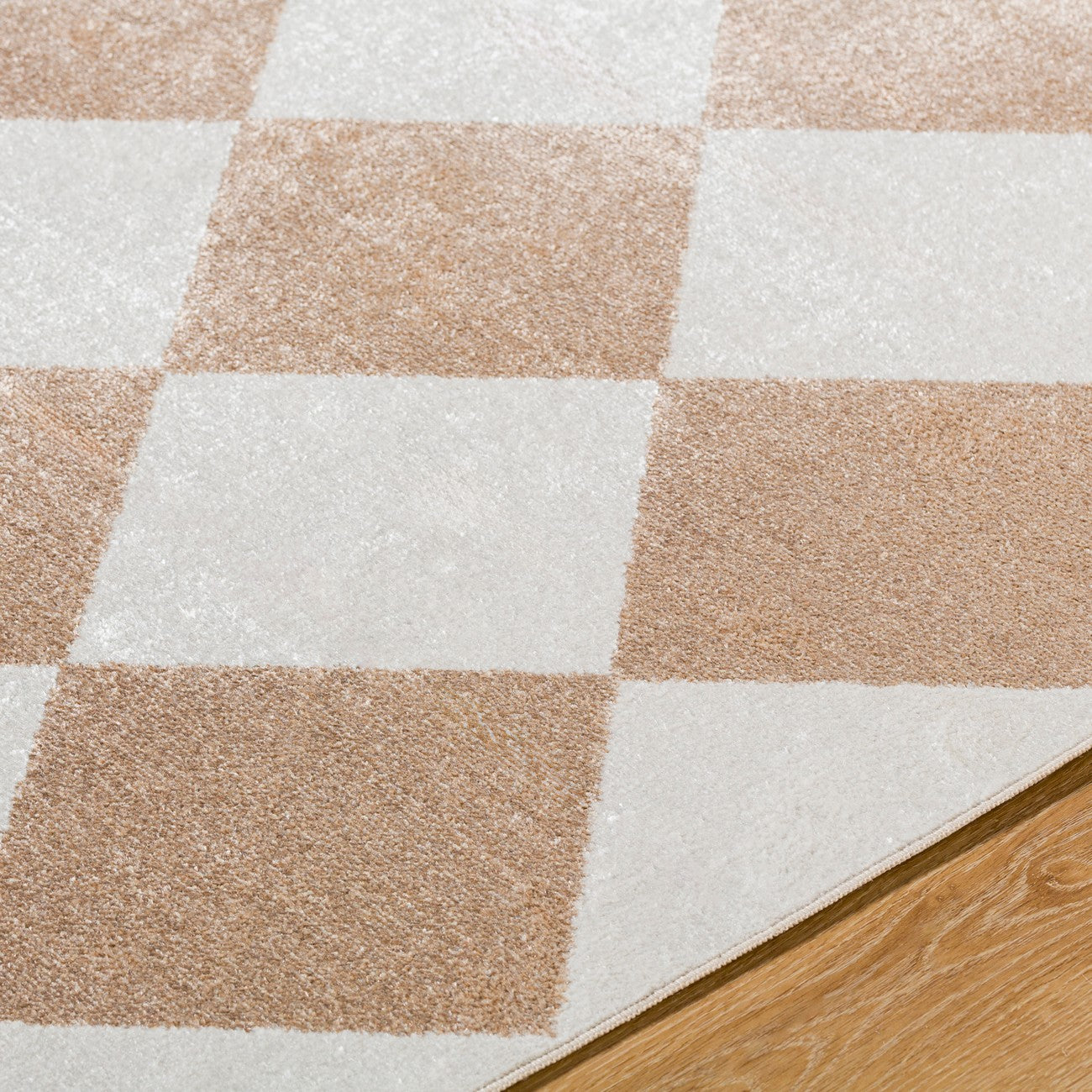 GHISLAINE Machine Washable Modern Boho Diamond Light Brown Area Rug Texture