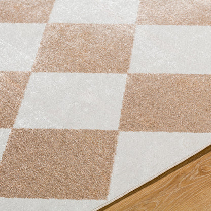 GHISLAINE Machine Washable Modern Boho Diamond Light Brown Area Rug Texture