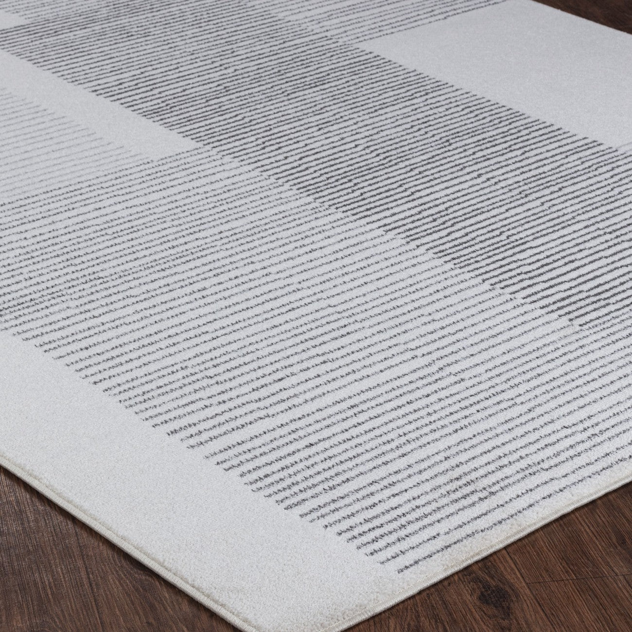 GINA Scandi Modern White/Grey Area Rug Corner