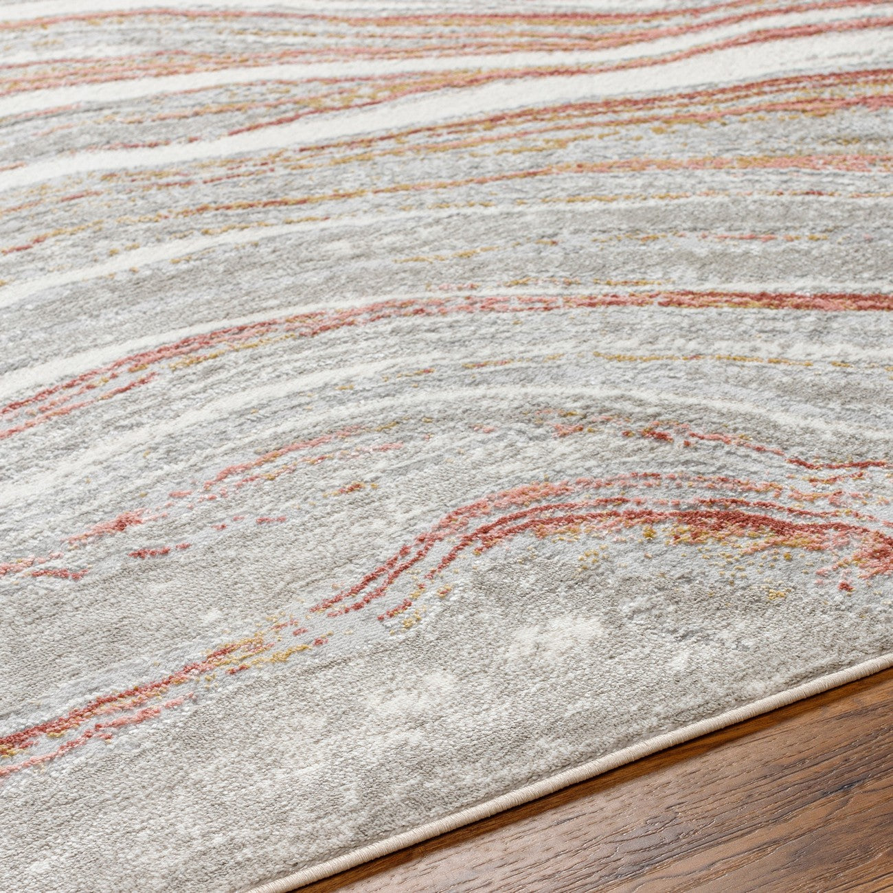 GLENDY Abstract Modern Marble Coral/Beige Area Rug Texture