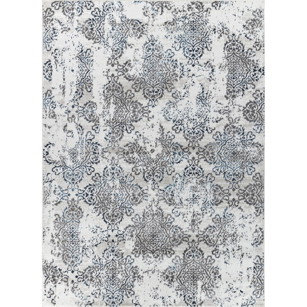 HARU Vintage Traditional Oriental Boho White/Blue Area Rug