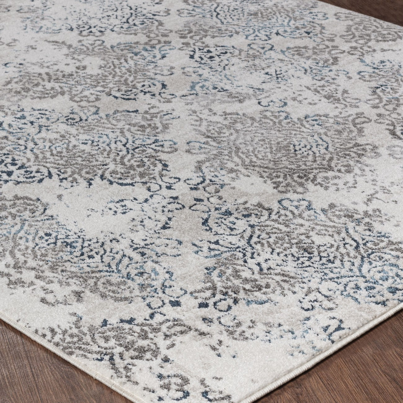 HARU Vintage Traditional Oriental Boho White/Blue Area Rug