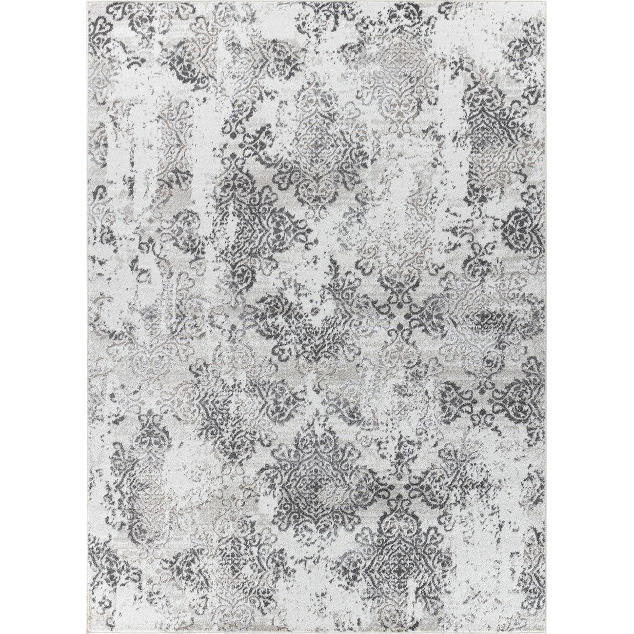 HARU Vintage Traditional Oriental Boho White/Grey Area Rug Flat