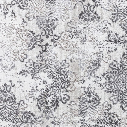 HARU Vintage Traditional Oriental Boho White/Grey Area Rug Swatch