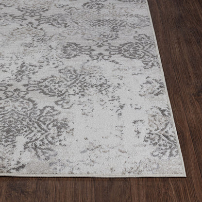 HARU Vintage Traditional Oriental Boho White/Grey Area Rug Front