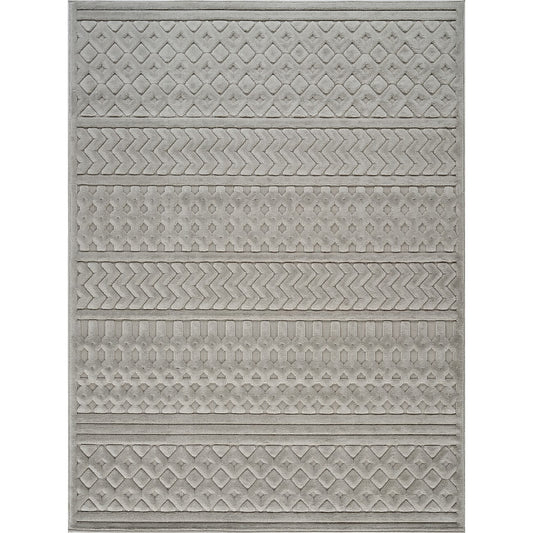 HARUKA Indoor & Outdoor 3D High & Low Pile Textured White Area Rug LMM2327 Flat