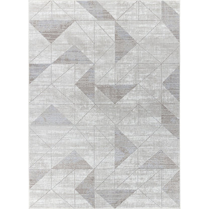 HAVEN Scandi Geometric White/Grey Area Rug Flat