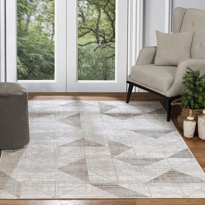 HAVEN Scandi Geometric White/Grey Area Rug Roomscene