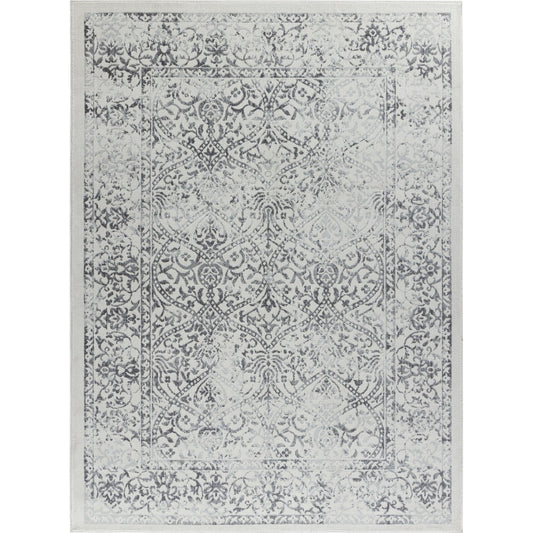 HAZEL Vintage Traditional Oriental Boho Grey/Ivory Area Rug Flat
