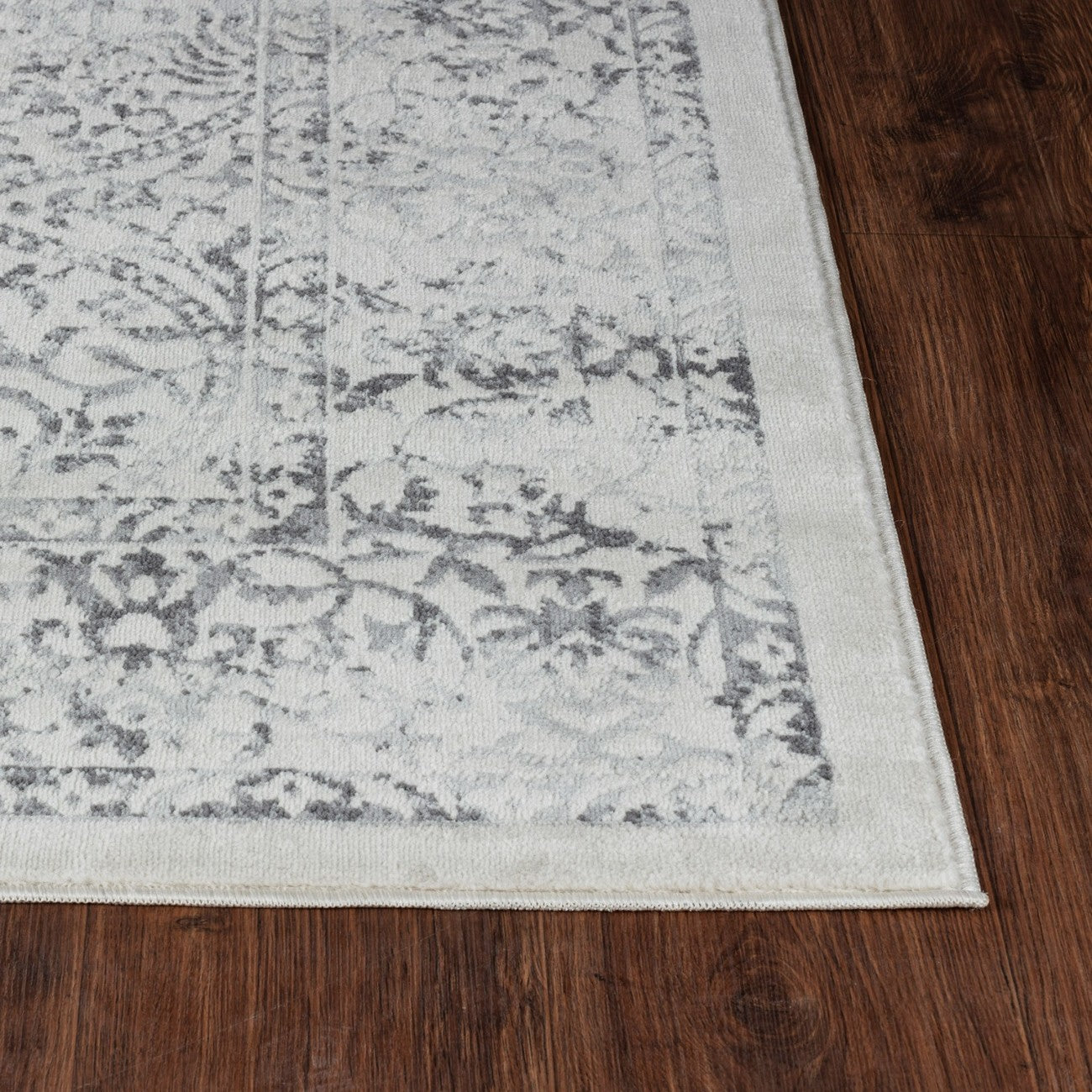 HAZEL Vintage Traditional Oriental Boho Grey/Ivory Area Rug Front