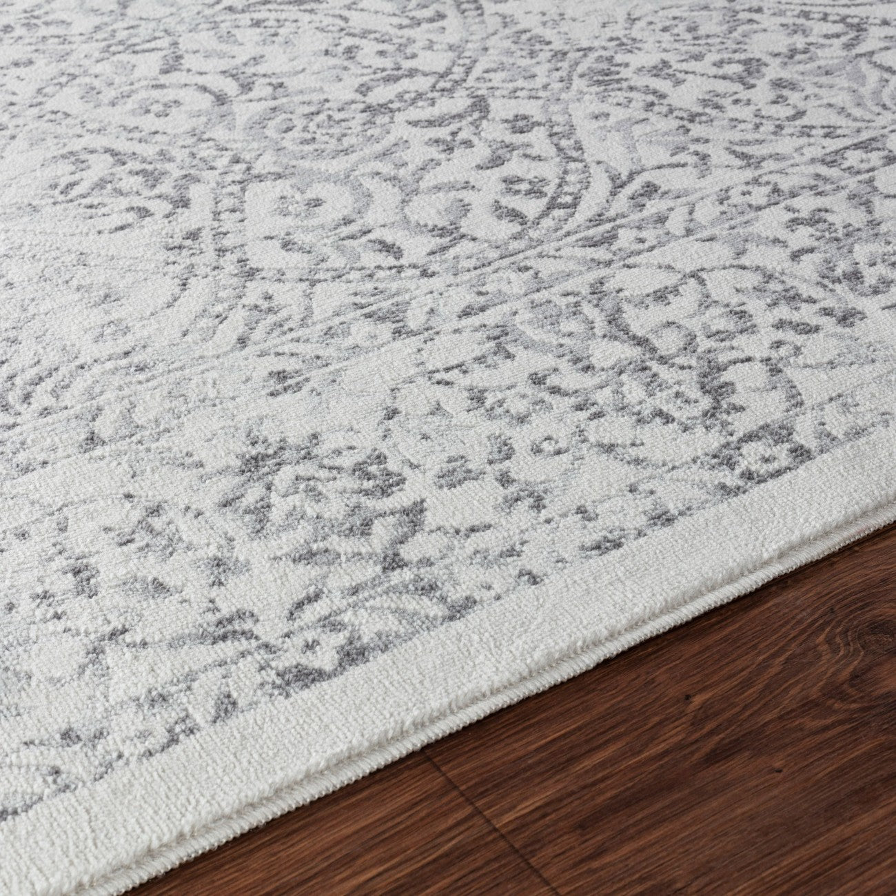 HAZEL Vintage Traditional Oriental Boho Grey/Ivory Area Rug Texture