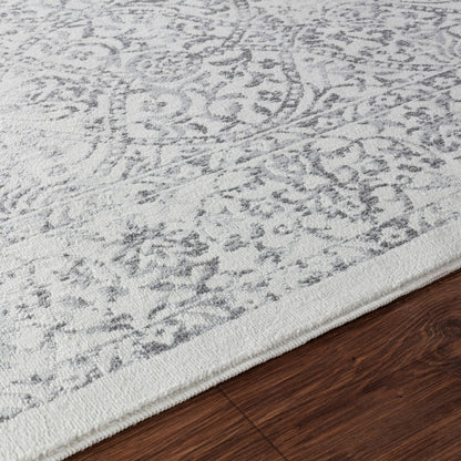 HAZEL Vintage Traditional Oriental Boho Grey/Ivory Area Rug Texture