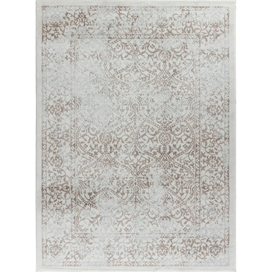 HAZEL Vintage Traditional Oriental Boho Tan/Ivory Area Rug Flat