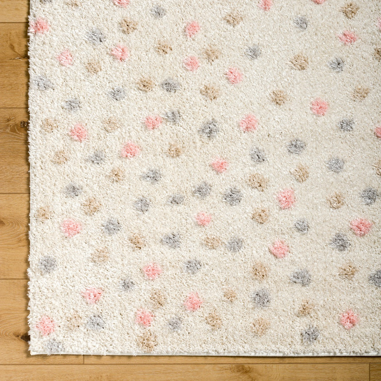 HEKUBA Shaggy Modern Plush Pile Black/Ivory Polka Dot Area Rug 2348 Overhead