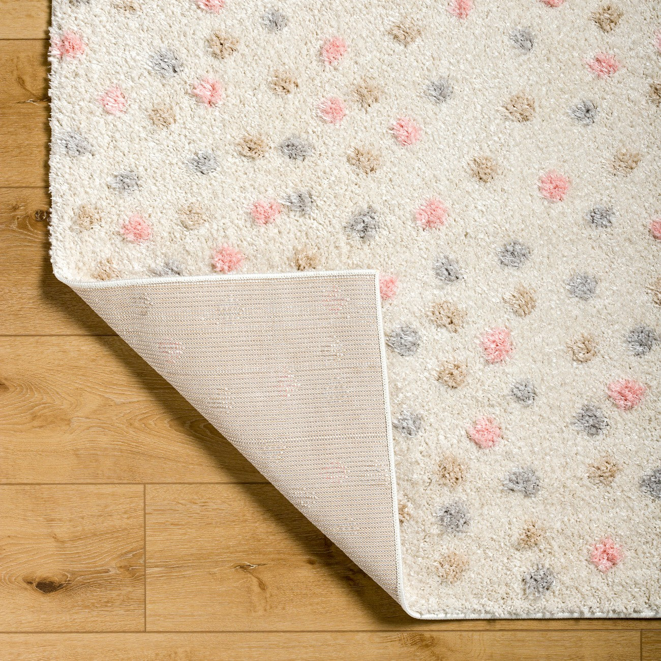 HEKUBA Shaggy Modern Plush Pile Black/Ivory Polka Dot Area Rug 2348 Fold