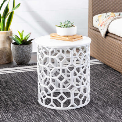 Hinunangan White Geometric Pattern End Table