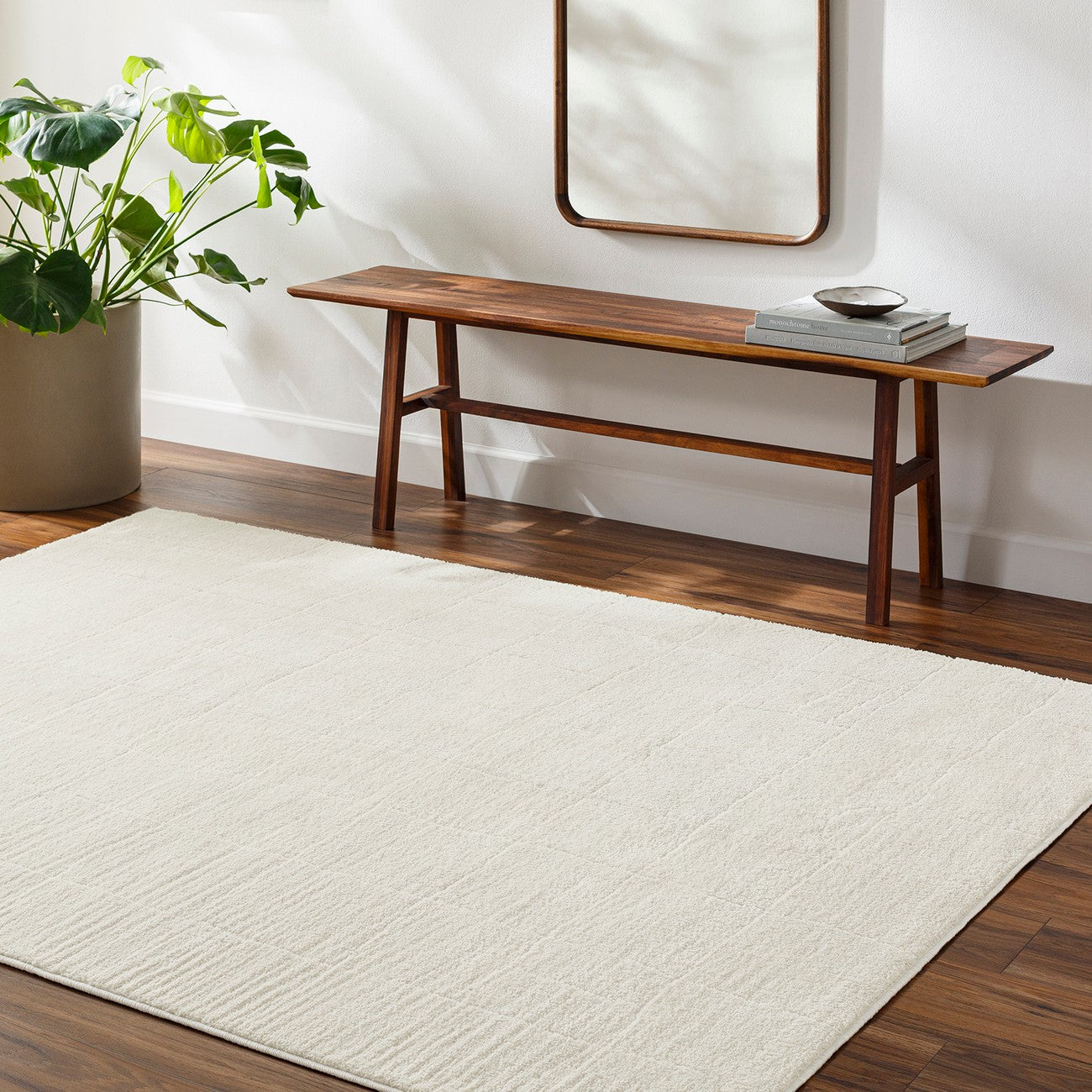 HOPE Scandi Modern High Pile Ivory/Off-White Area Rug Roomscene