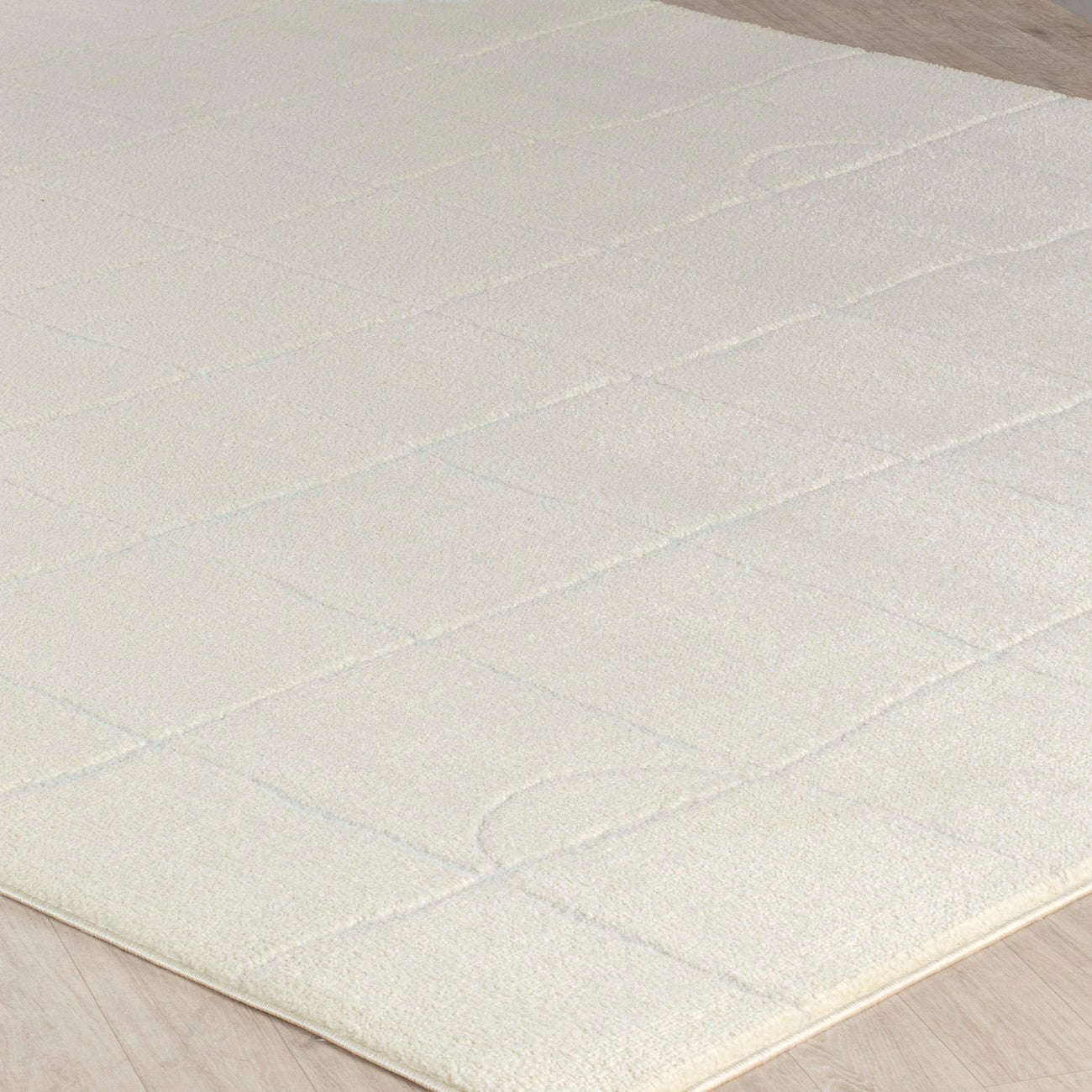 HOPE Scandi Modern High Pile Ivory/Off-White Area Rug Corner