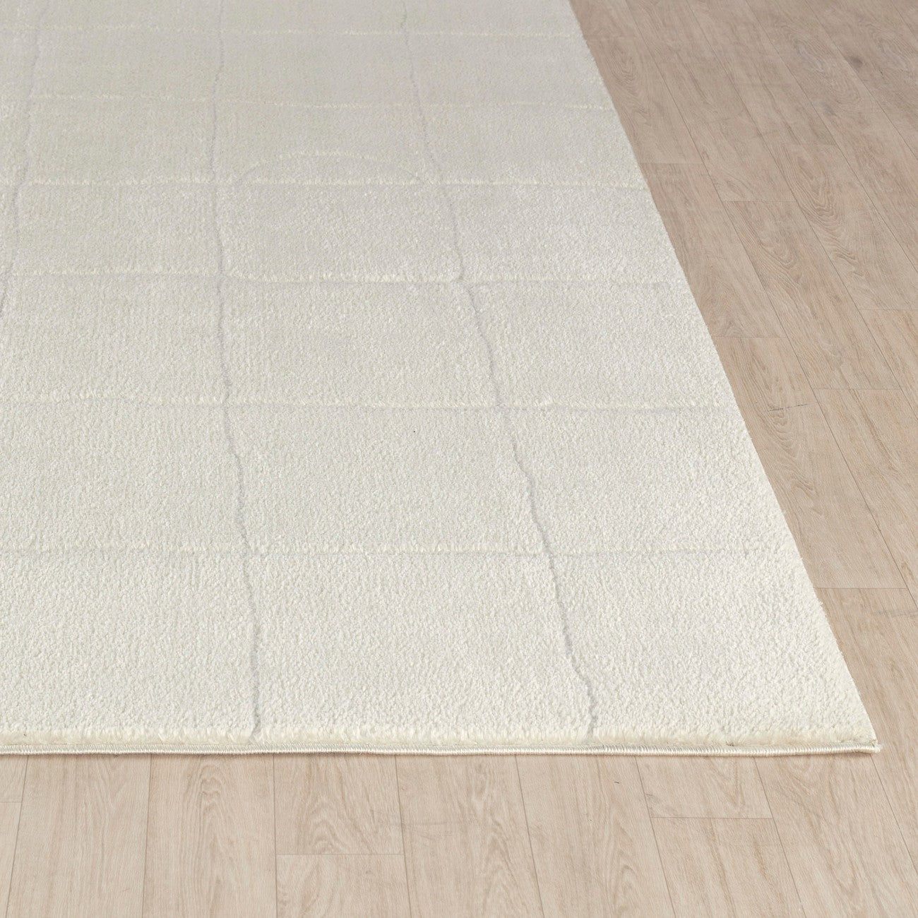 HOPE Scandi Modern High Pile Ivory/Off-White Area Rug Front