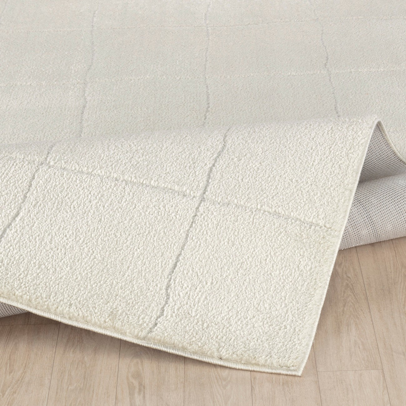 HOPE Scandi Modern High Pile Ivory/Off-White Area Rug Fold