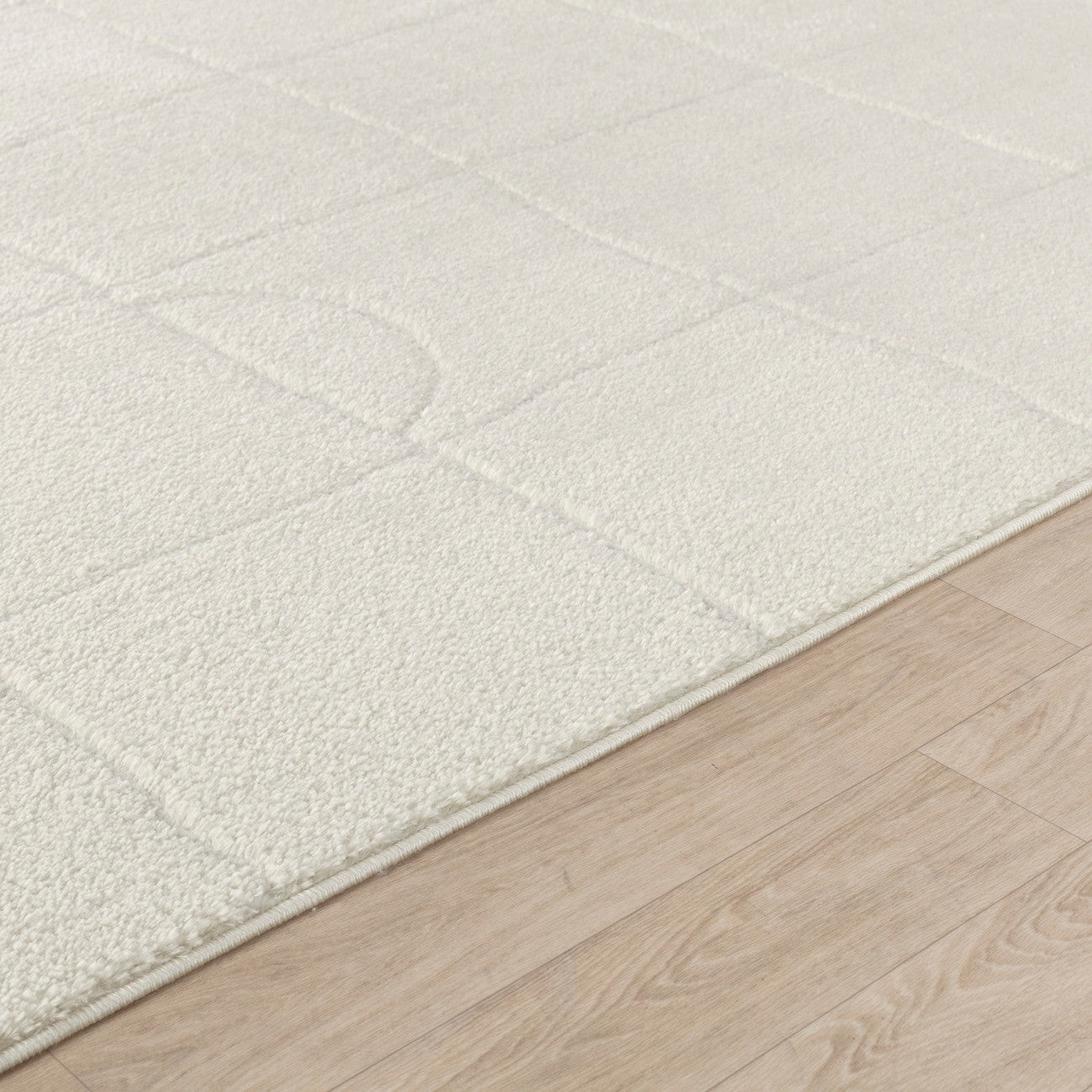 HOPE Scandi Modern High Pile Ivory/Off-White Area Rug Texture