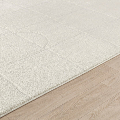 HOPE Scandi Modern High Pile Ivory/Off-White Area Rug Texture