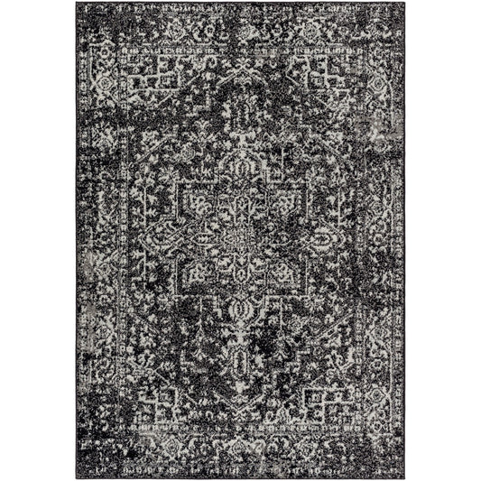JULIETTE Vintage Traditional Oriental Boho Black Area Rug Flat