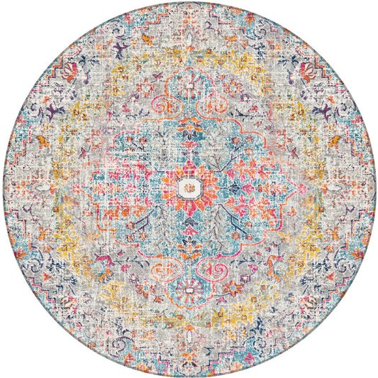 LOU Vintage Traditional Oriental Boho Teal/Beige Area Rug Flat