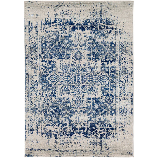 JULIETTE Vintage Traditional Oriental Boho Navy Area Rug Flat
