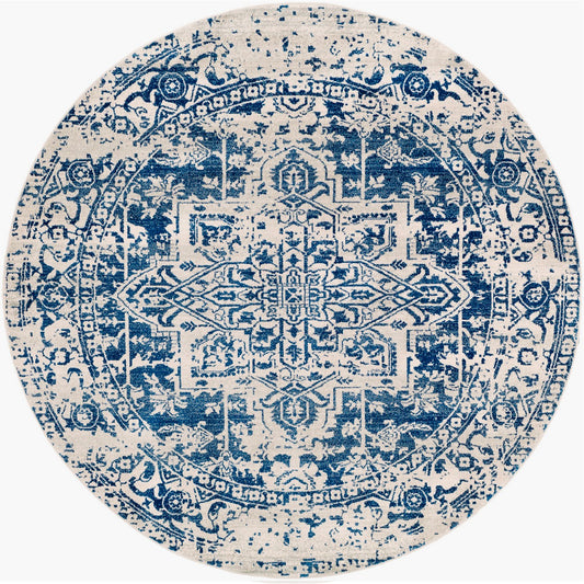 JULIETTE Vintage Traditional Oriental Boho Navy Area Rug Flat
