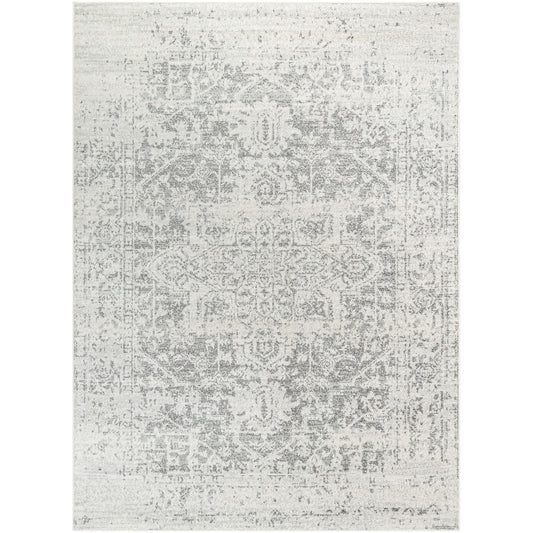 JULIETTE Vintage Traditional Oriental Boho Grey/White Area Rug Flat