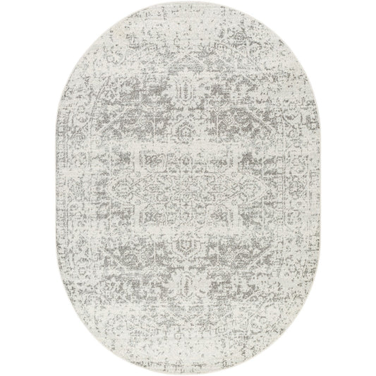 JULIETTE Vintage Traditional Oriental Boho Grey/White Area Rug Flat