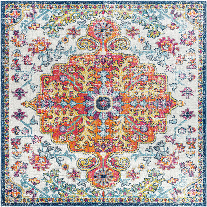 LOU Vintage Oriental Boho Saffron/Navy Area Rug Flat