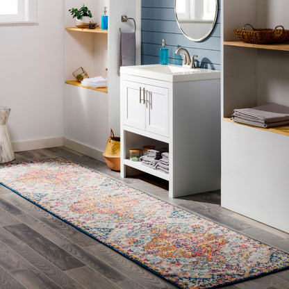 LOU Vintage Oriental Boho Saffron/Navy Area Rug Roomscene