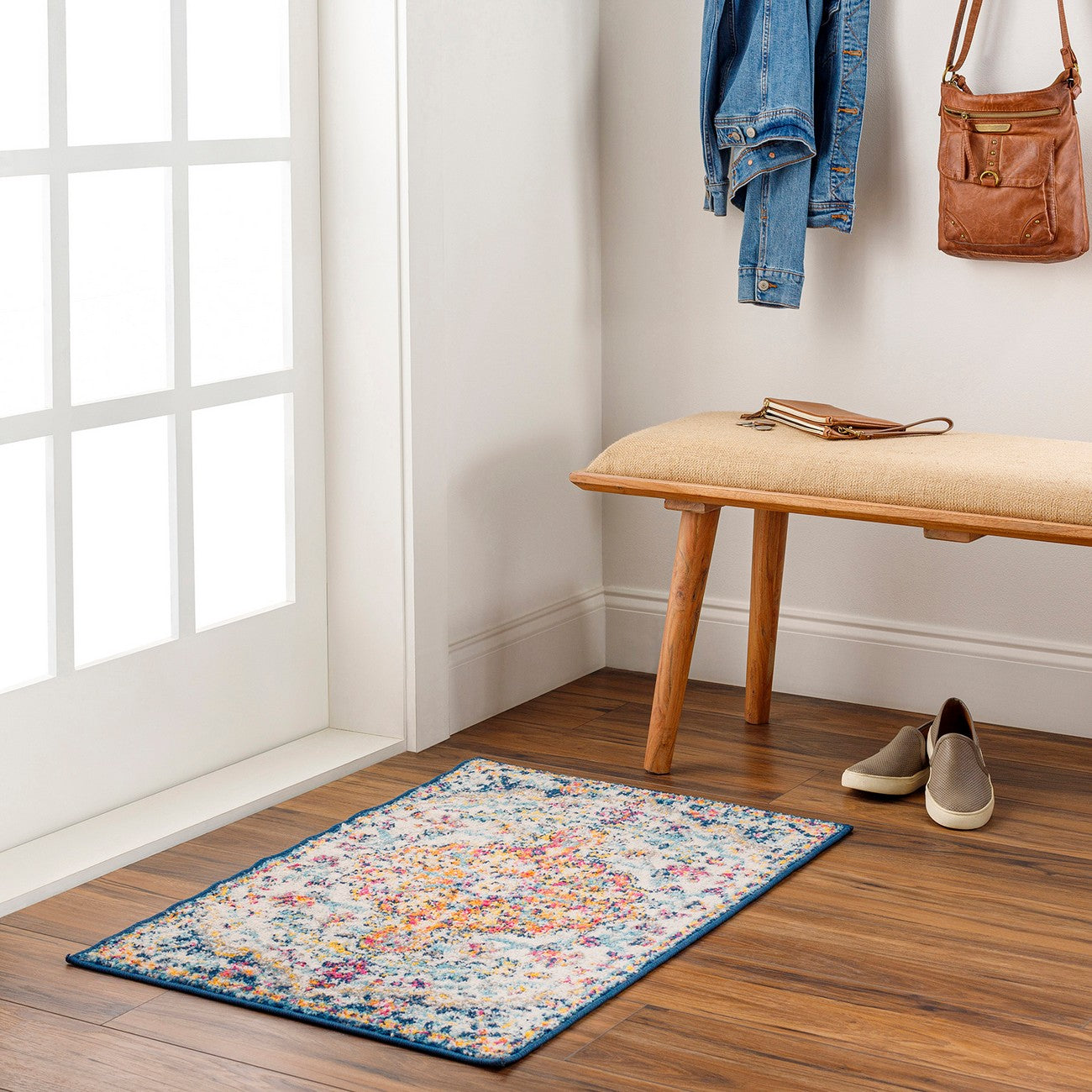 LOU Vintage Oriental Boho Saffron/Navy Area Rug Roomscene