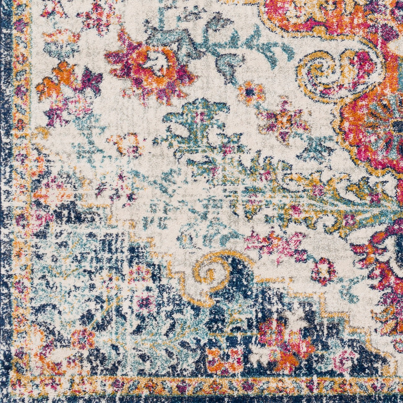 LOU Vintage Oriental Boho Saffron/Navy Area Rug Swatch