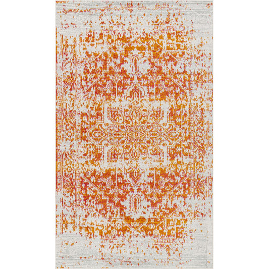 JULIETTE Vintage Traditional Oriental Boho Orange/White Area Rug Flat