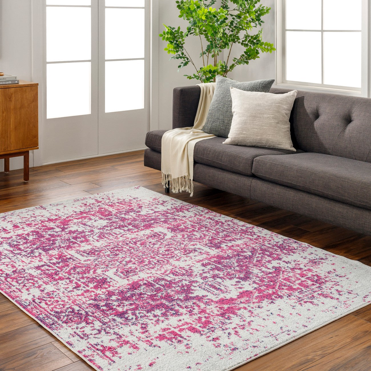 JULIETTE Vintage Traditional Oriental Boho Burgundy Area Rug Roomscene