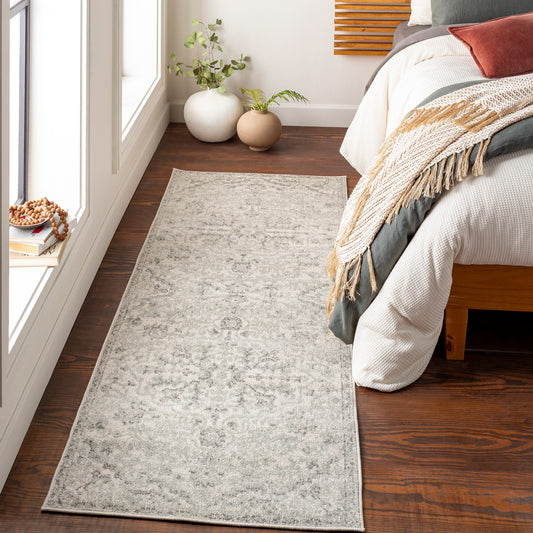 LOU Vintage Traditional Oriental Boho Light Beige Area Rug Roomscene