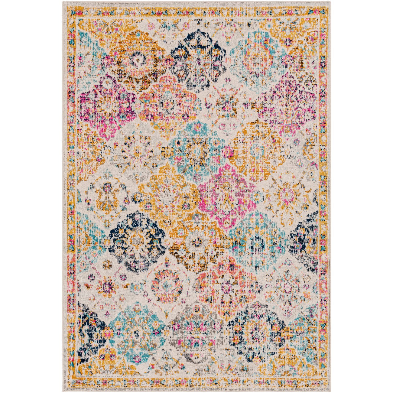 INES Vintage Traditional Oriental Boho Saffron/Burnt Orange Area Rug Flat