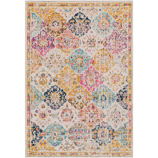 INES Vintage Traditional Oriental Boho Saffron/Burnt Orange Area Rug Flat