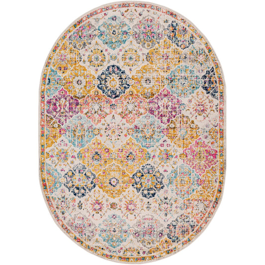 INES Vintage Traditional Oriental Boho Saffron/Burnt Orange Area Rug Flat