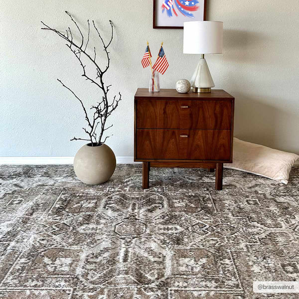 Hera Brown&Cream Washable Area Rug