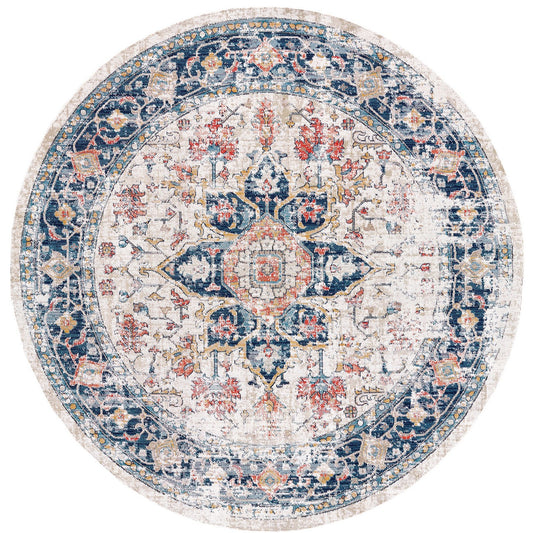 SELMA HILL Indoor & Outdoor Traditional Boho Dark Blue Area Rug Flat