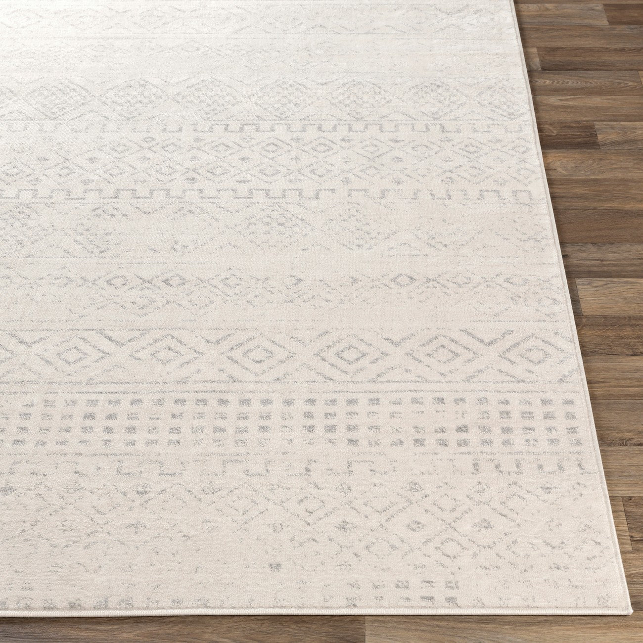 INDUJA Berber Modern High Pile Cream Area Rug Front
