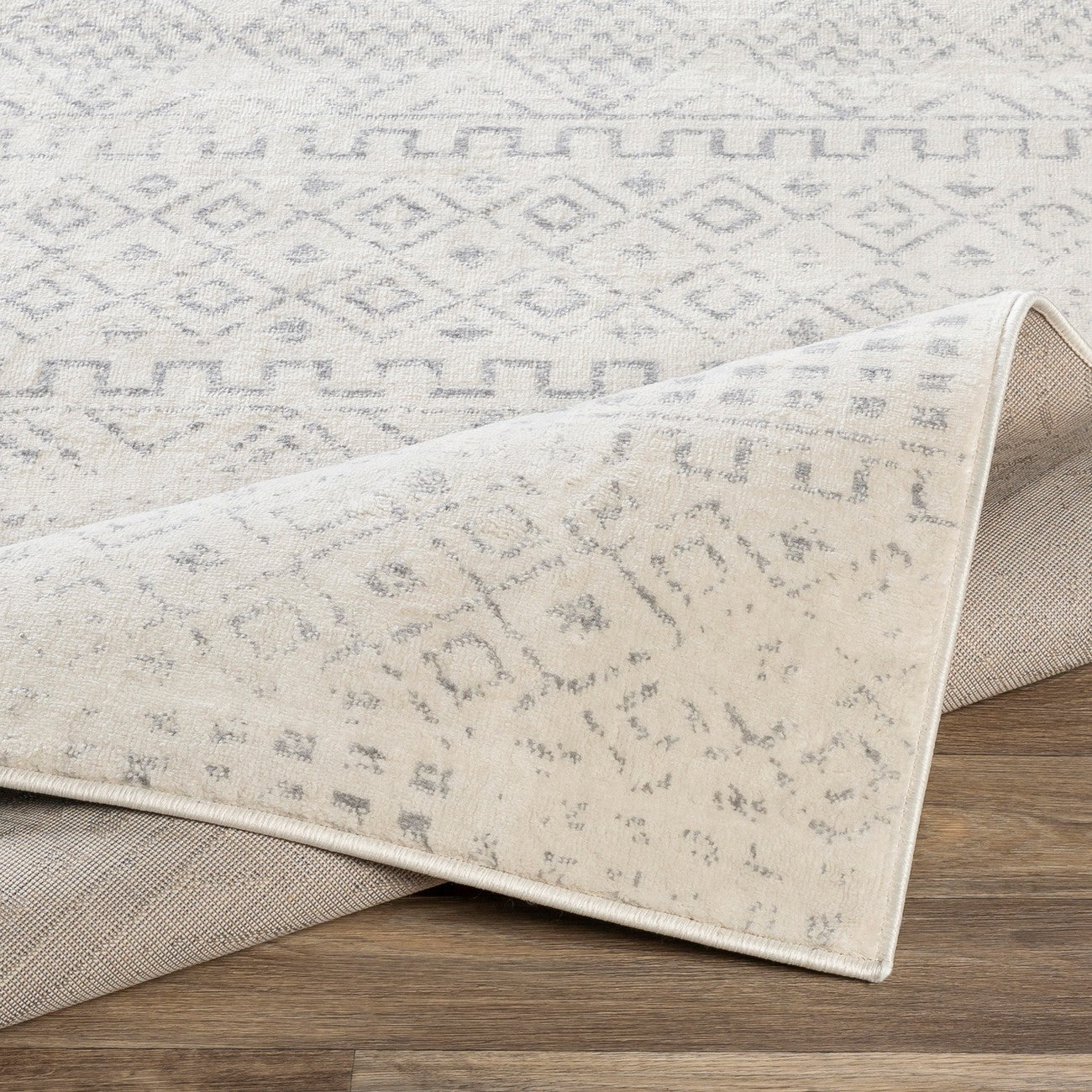 INDUJA Berber Modern High Pile Cream Area Rug Fold
